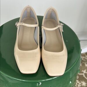 Aeyde Cream patent leather Mary Jane flats